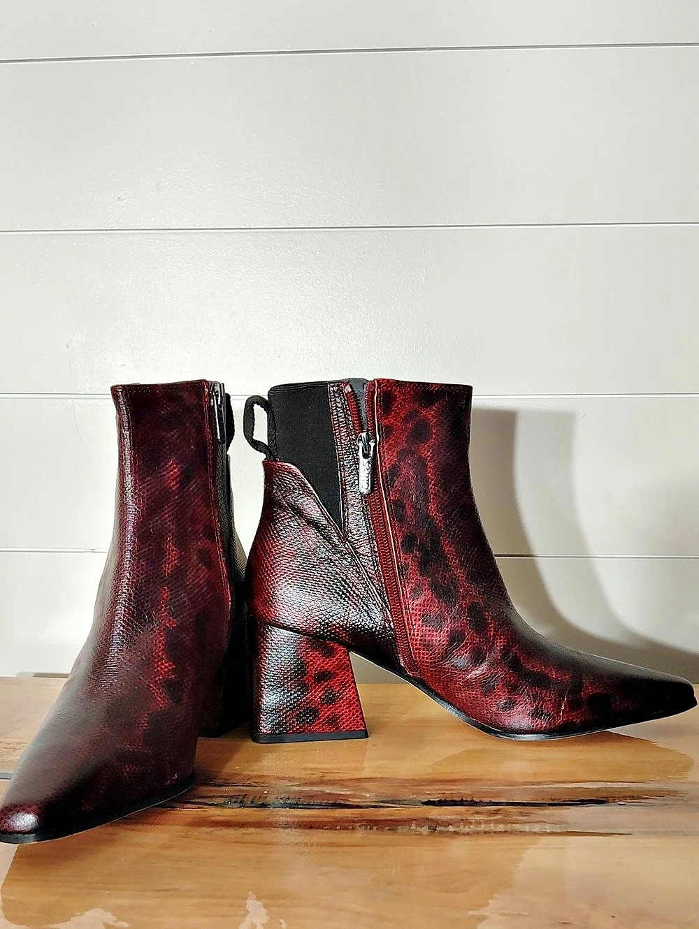 Franco Sarto Brynn Ankle Boot in Red & Black
